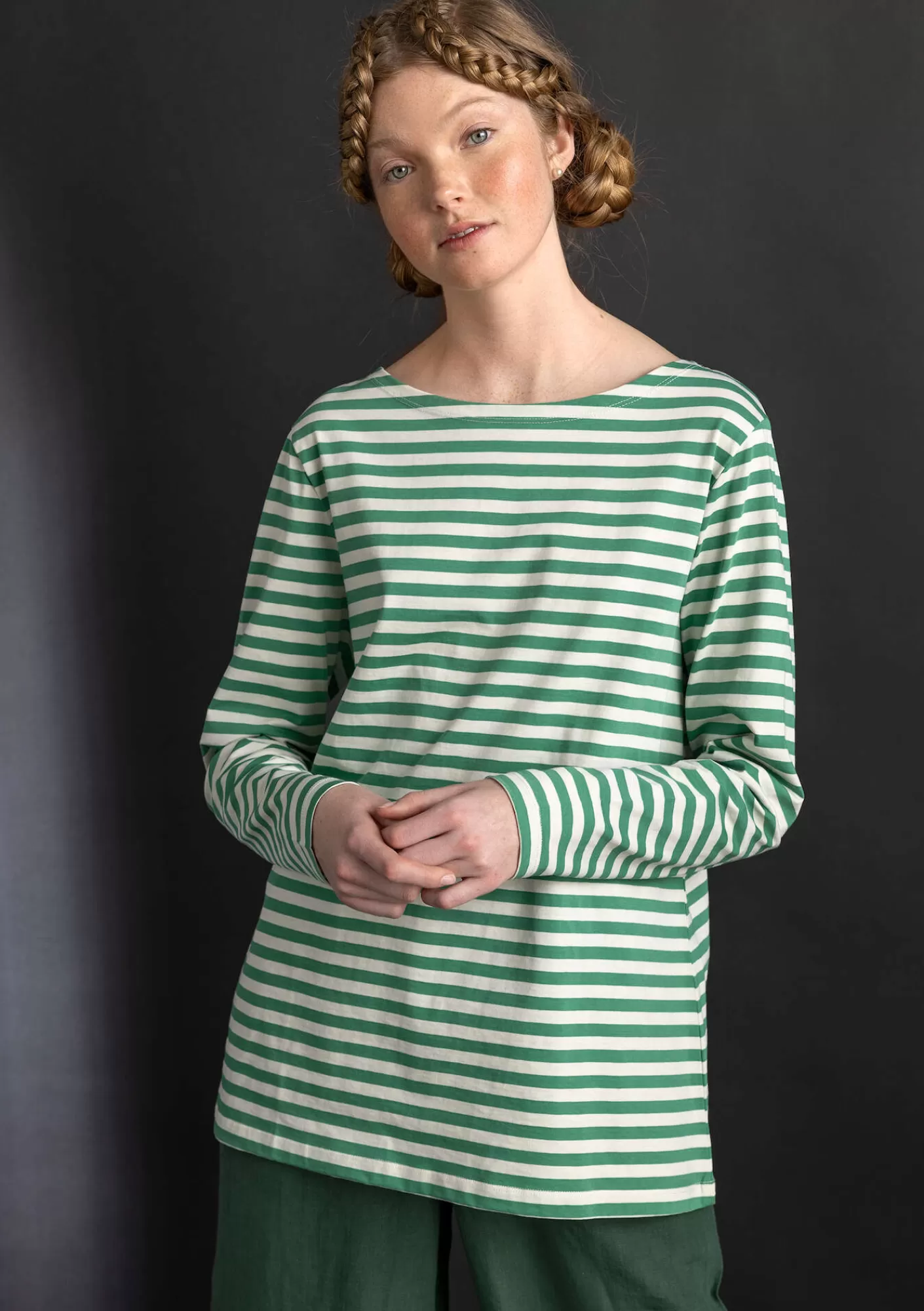 Pullover & Shirts^Gudrun Sjödén Basic-Streifenshirt aus Bio-Baumwolle Malachit-feder