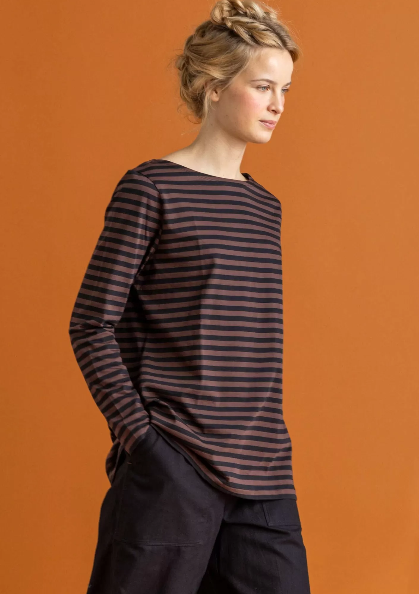 Pullover & Shirts^Gudrun Sjödén Basic-Streifenshirt aus Bio-Baumwolle Schwarz-röstkaffee