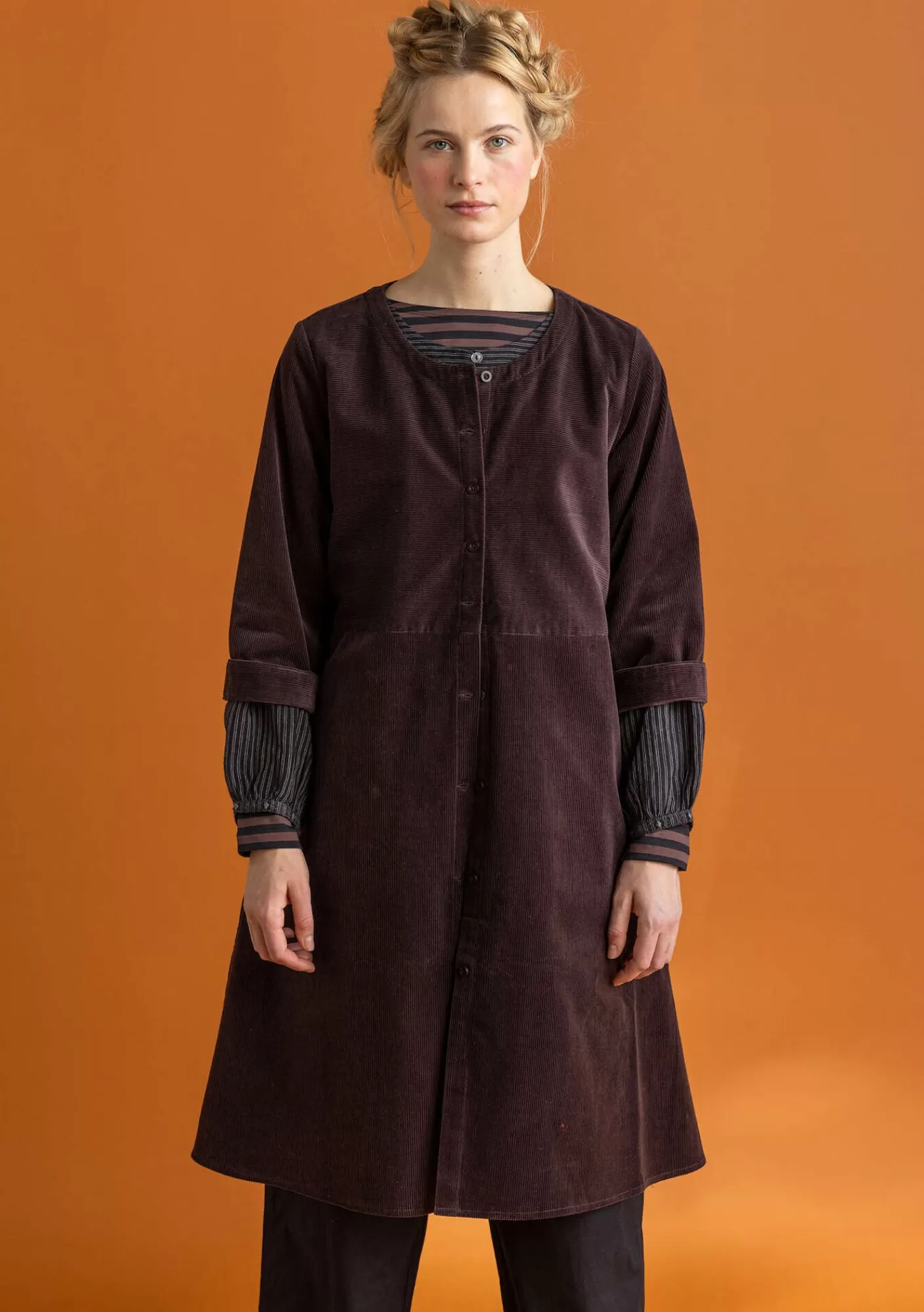 Kleider^Gudrun Sjödén Cordkleid aus Bio-Baumwolle/Elasthan Dunkelaubergine