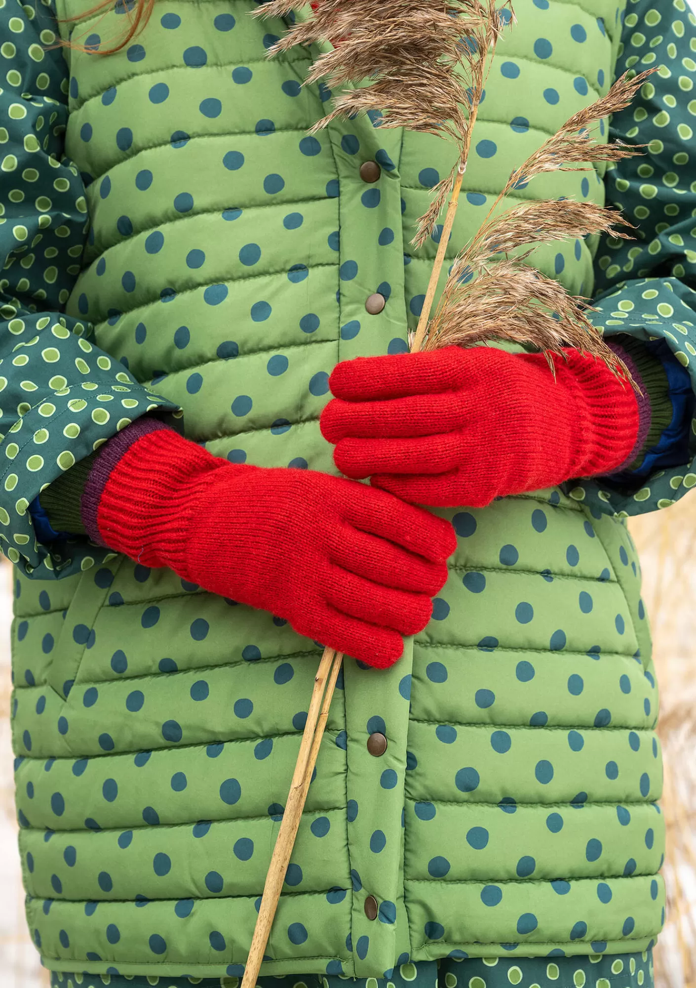 Accessoires^Gudrun Sjödén Fingerhandschuhe aus Lammwolle Tomate-melange