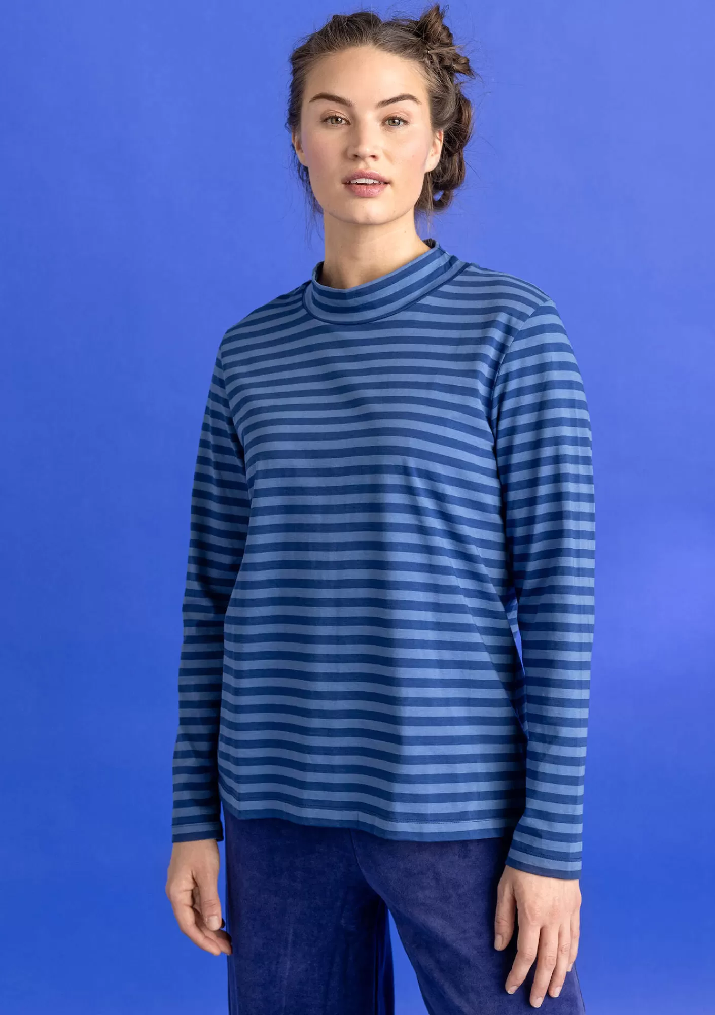 Pullover & Shirts^Gudrun Sjödén Gestreiftes Stehkragenshirt aus Bio-Baumwolle Indigoblau