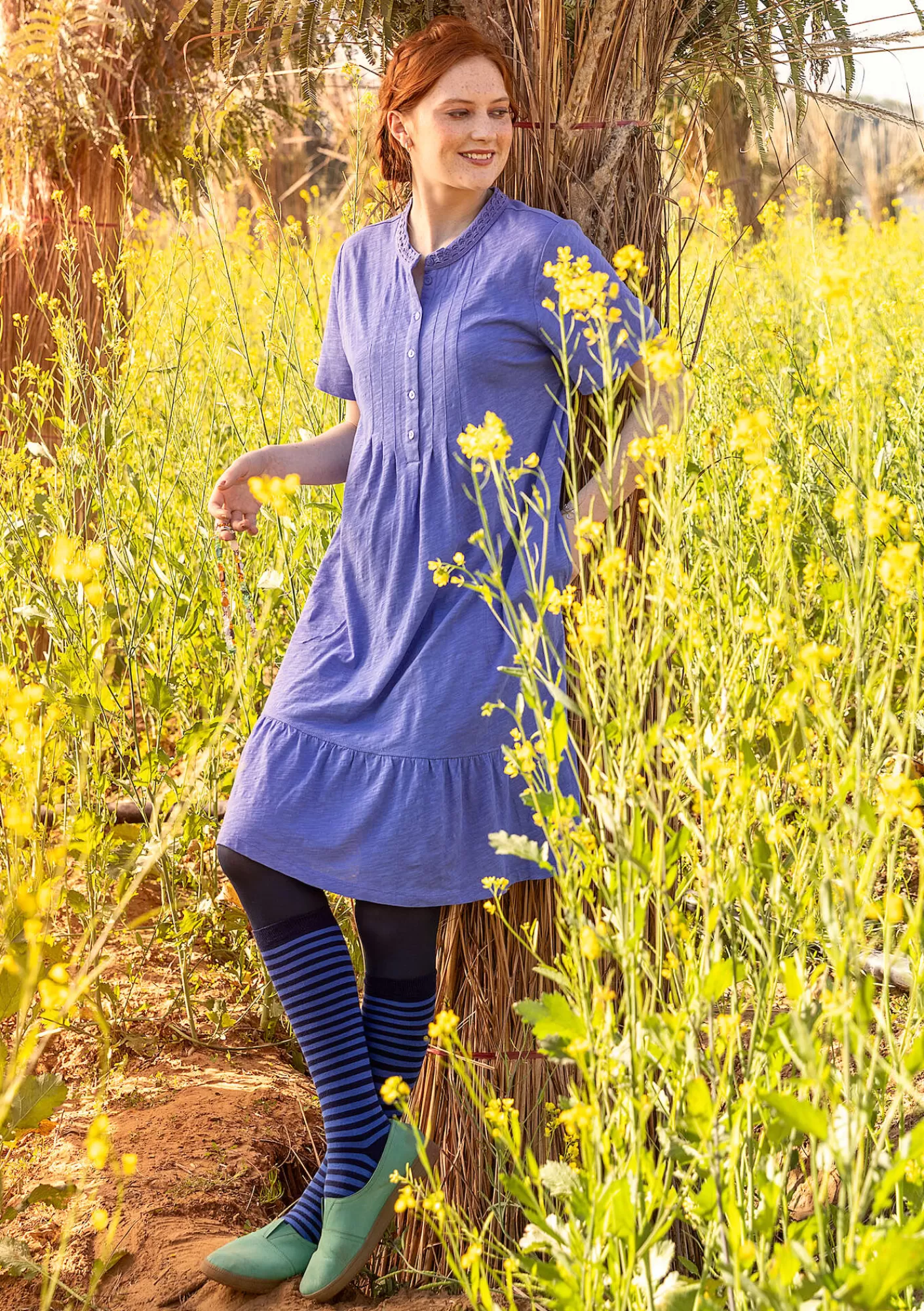 Kleider^Gudrun Sjödén Jerseykleid aus Bio-Baumwolle Lotusblau