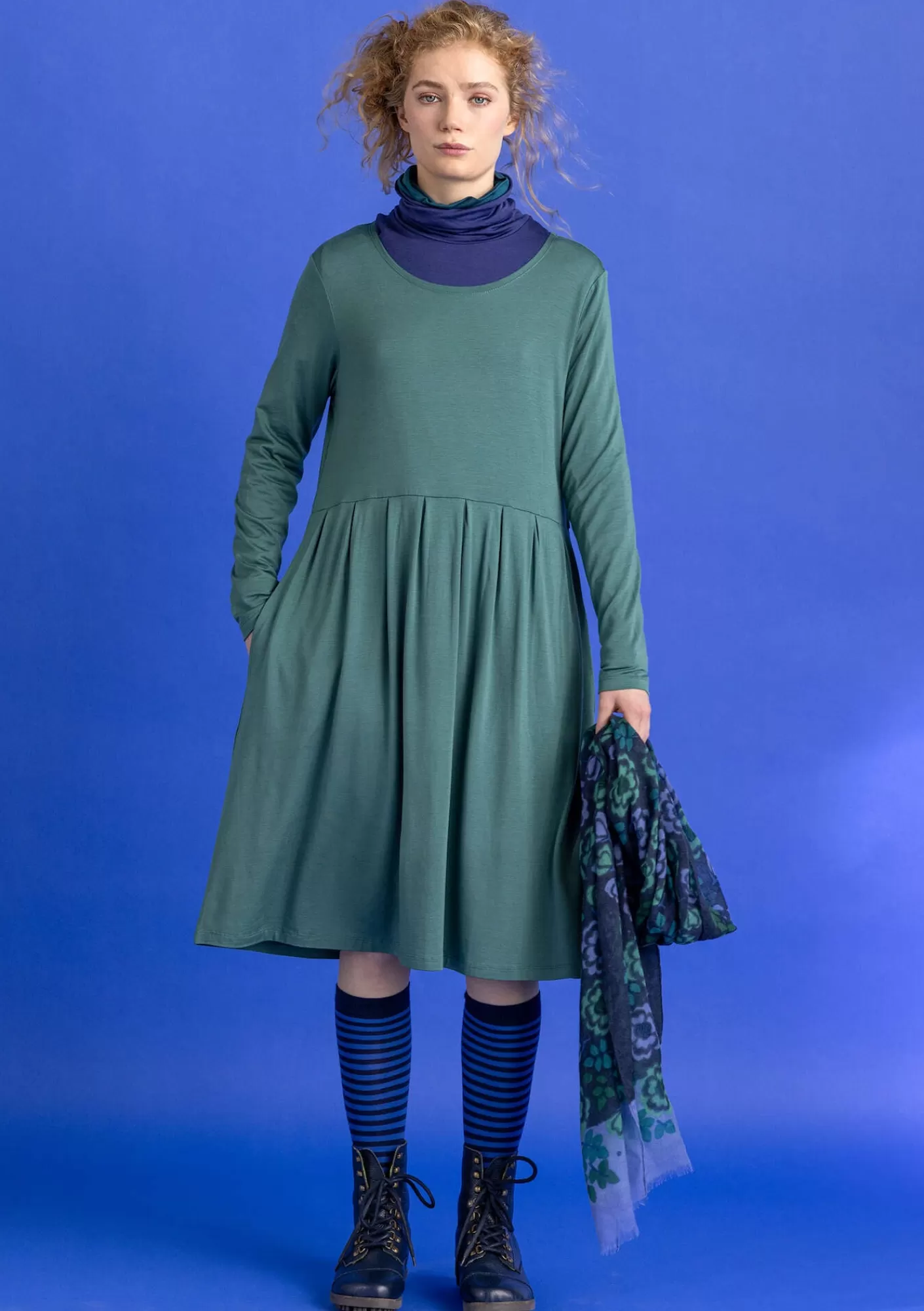 Kleider^Gudrun Sjödén Jerseykleid „Helga“ aus Lyocell/Elasthan Opalgrün