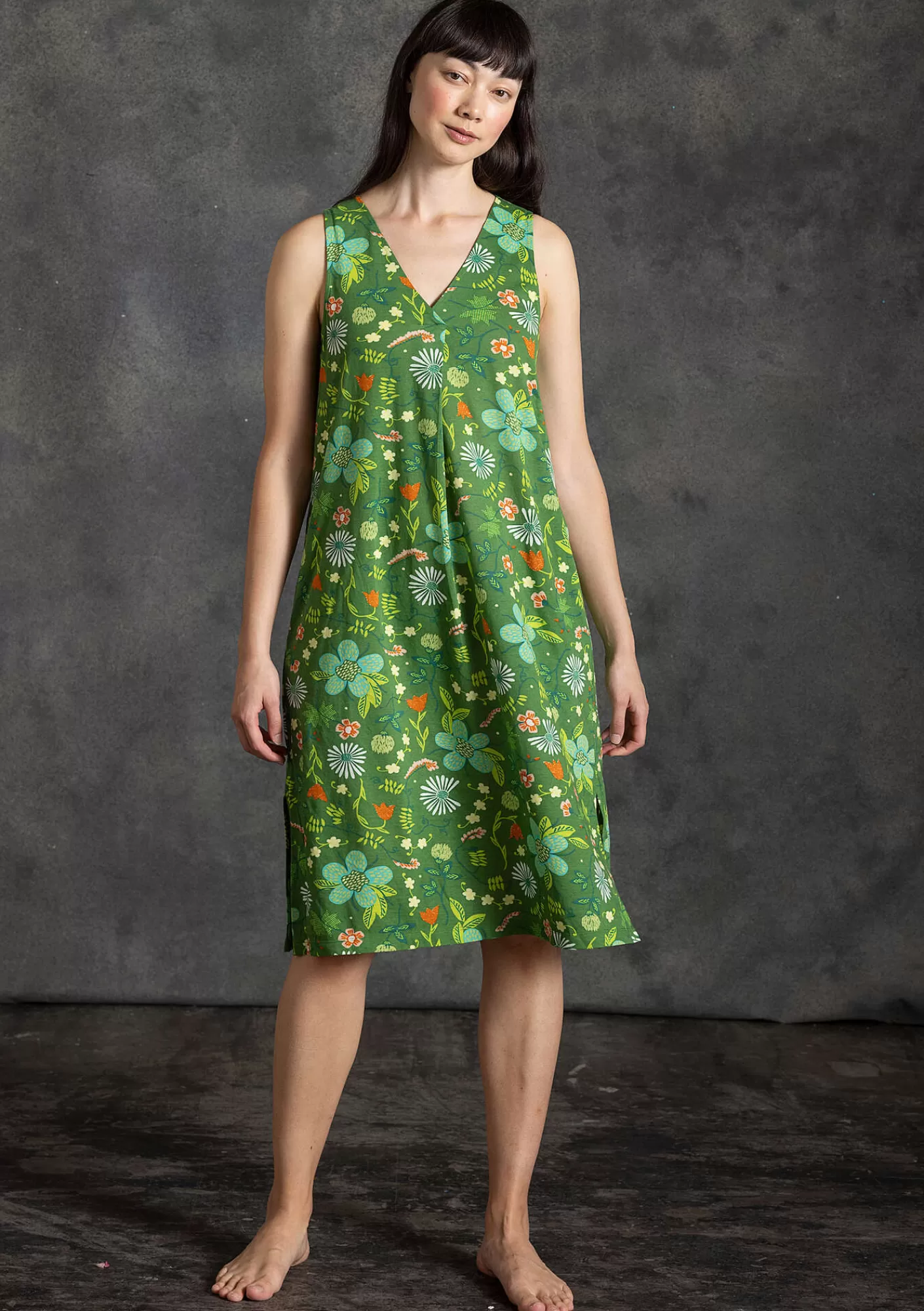 Kleider^Gudrun Sjödén Jerseykleid „Midsommarsol“ aus Bio-Baumwolle Seegras