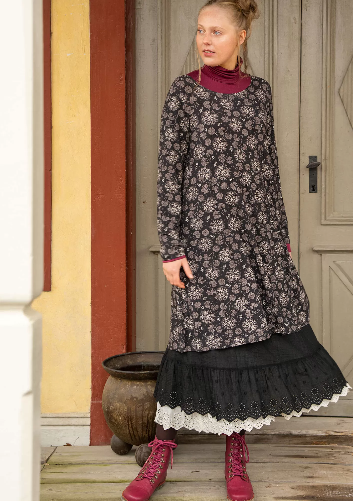 Kleider^Gudrun Sjödén Jerseykleid „Pelargon“ aus Lyocell/Elasthan Schwarz