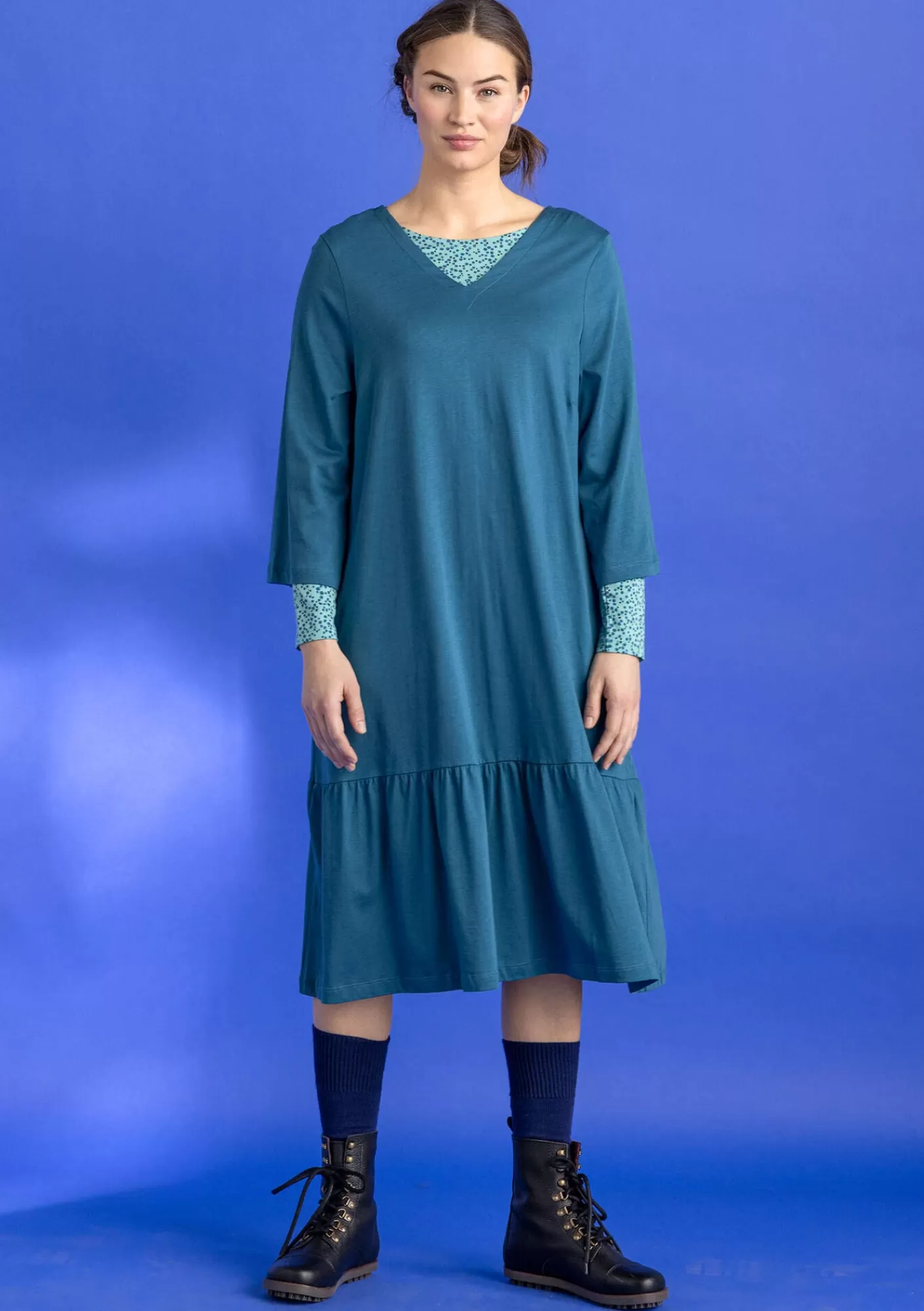 Kleider^Gudrun Sjödén Jerseykleid „Tyra“ aus Bio-Baumwolle/Modal Dunkelpetrol