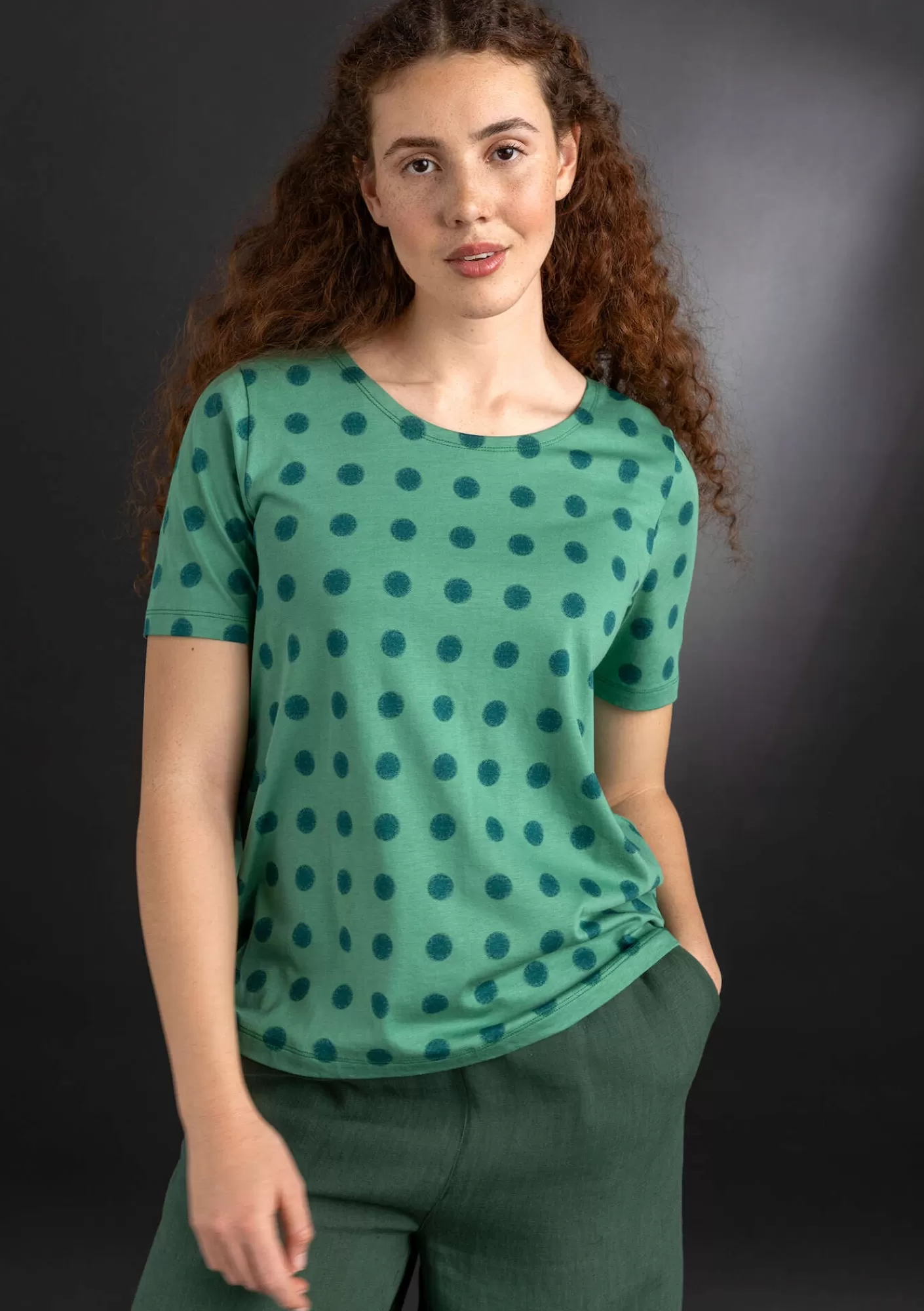 Pullover & Shirts^Gudrun Sjödén Jerseyshirt „Tyra“ aus Bio-Baumwolle/Modal Malachit-gemustert