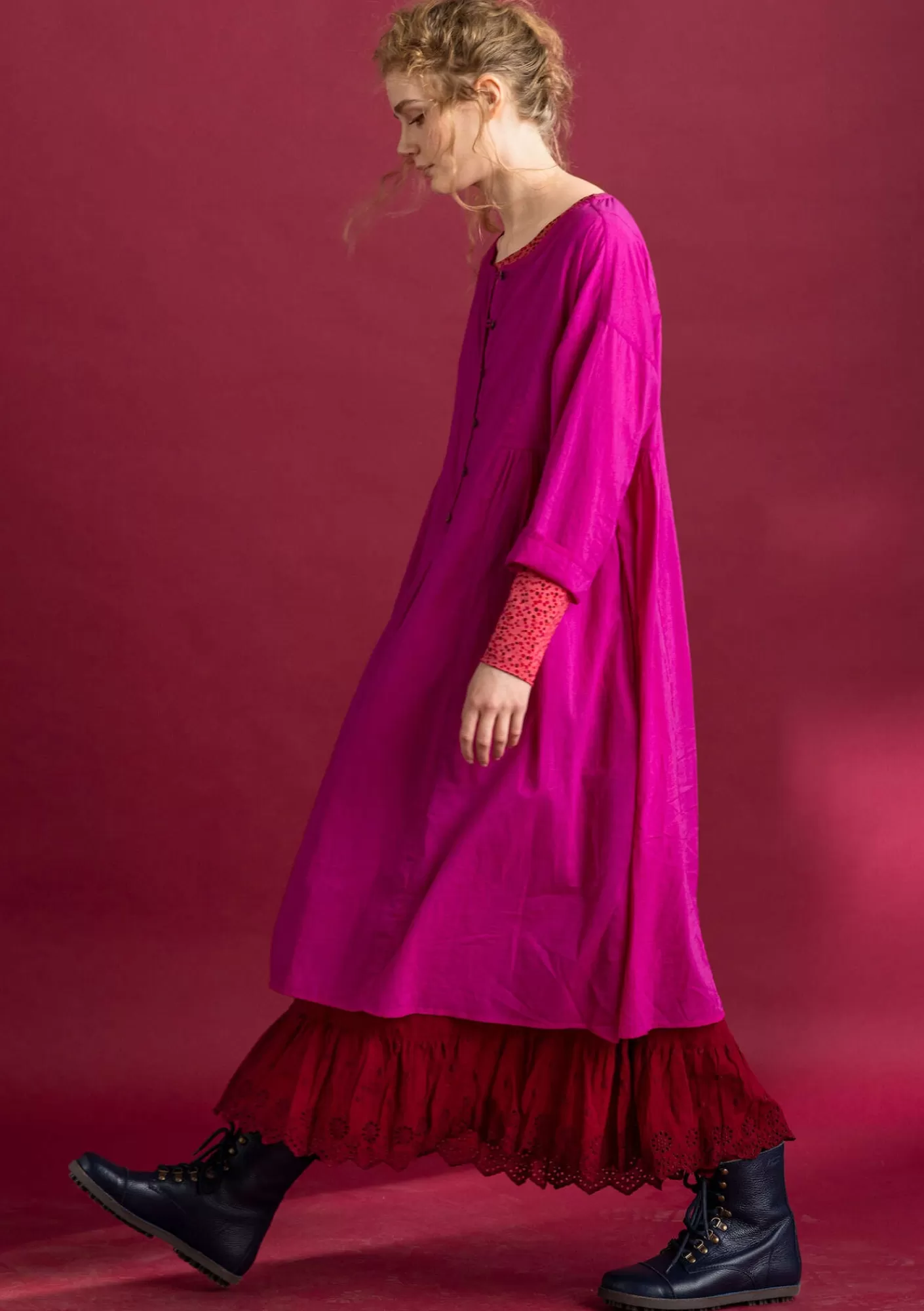 Kleider^Gudrun Sjödén Kleid „Hedda“ aus Bio-Baumwollgewebe Cerise