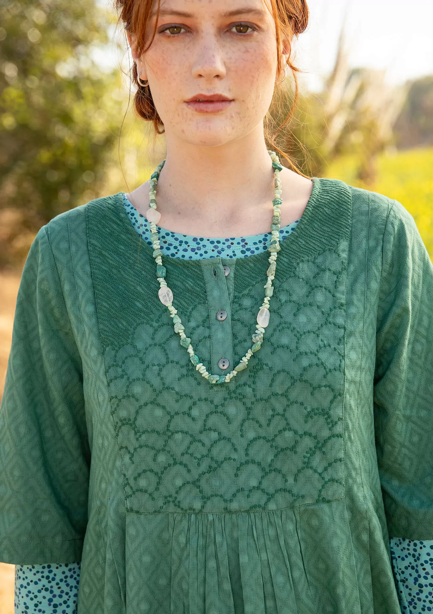 Kleider^Gudrun Sjödén Kleid „Strandfynd“ aus Bio-Baumwollgewebe Meerglasgrün