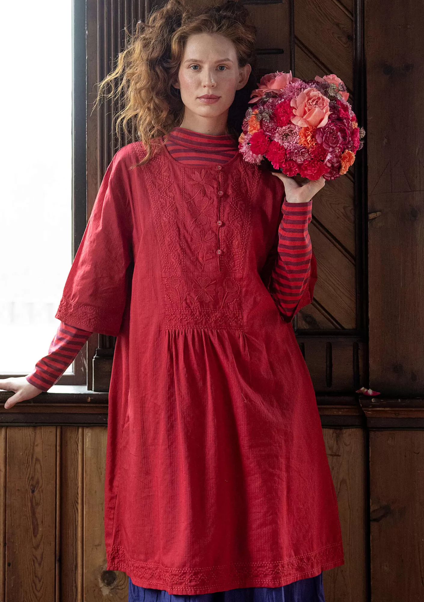 Kleider^Gudrun Sjödén Kleid „Wanja“ aus Bio-Baumwollgewebe Mohn