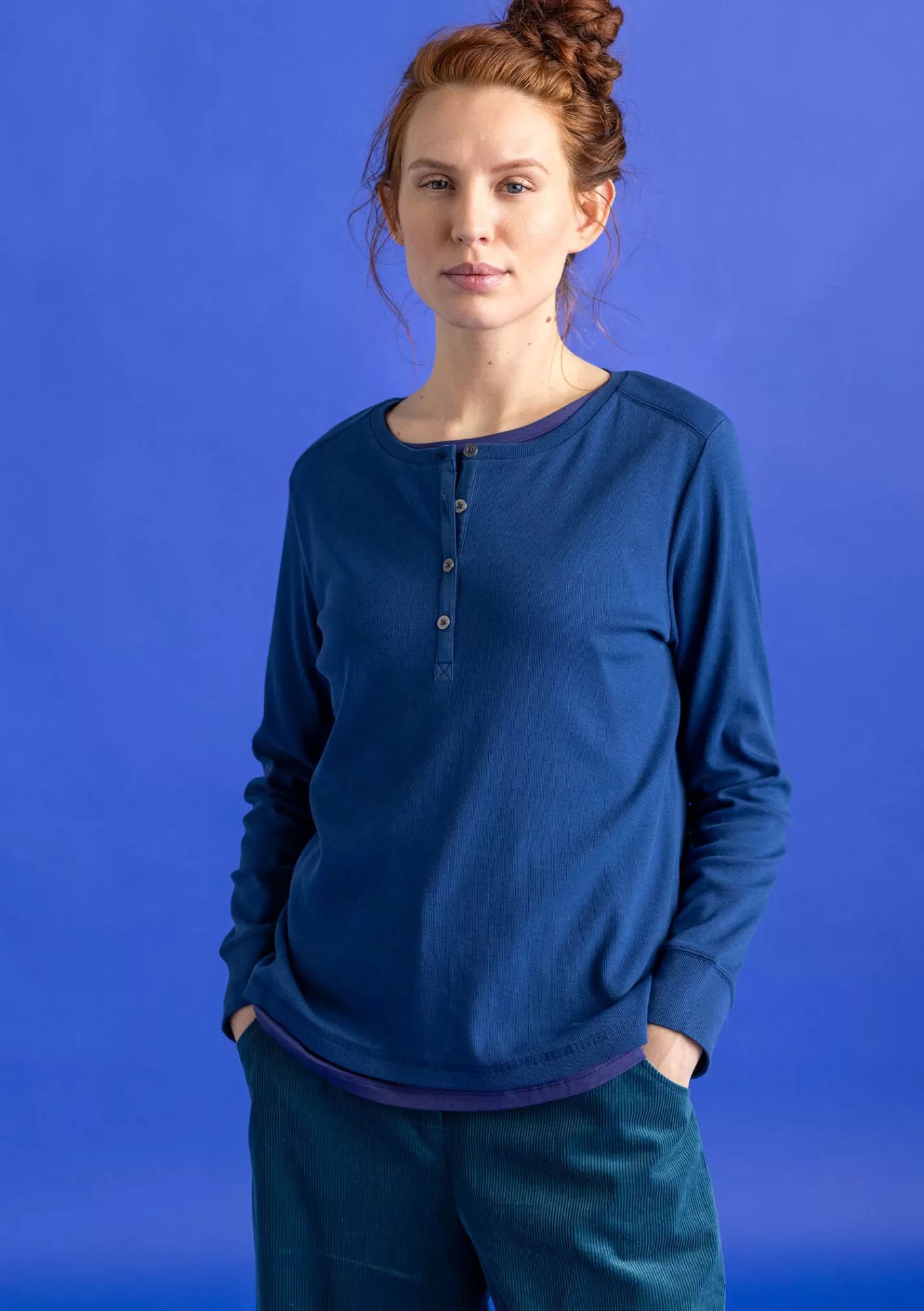 Pullover & Shirts^Gudrun Sjödén Knopfleistenshirt aus Bio-Baumwollripp Indigoblau