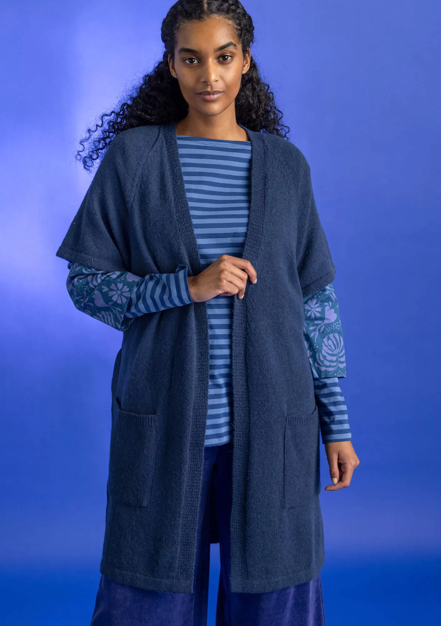 Strickjacken^Gudrun Sjödén Langstrickjacke aus Alpakagemisch Indigo