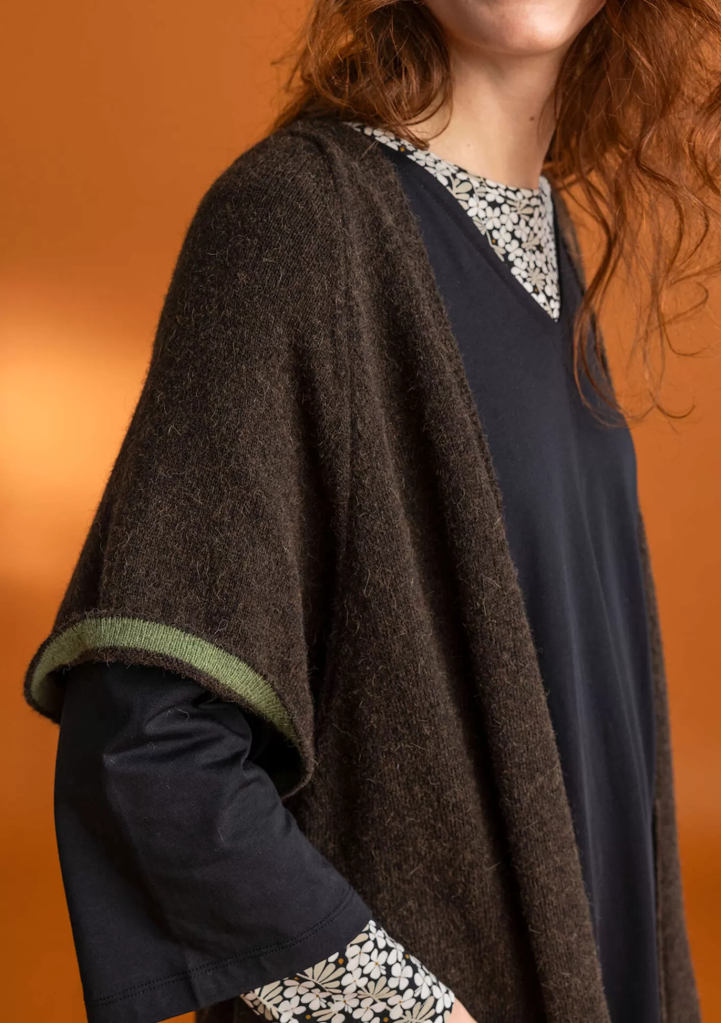 Strickjacken^Gudrun Sjödén Langstrickjacke aus Alpakagemisch Dunkelbraun-melange