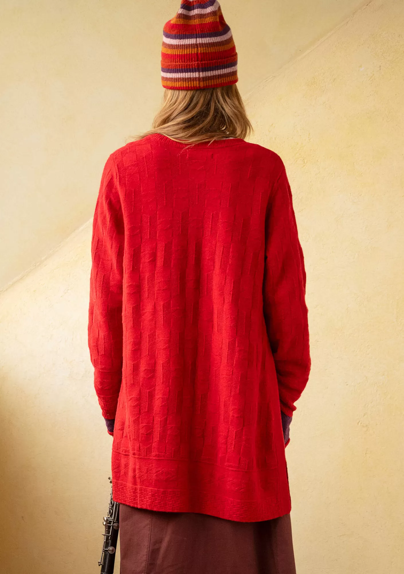 Strickjacken^Gudrun Sjödén Langstrickjacke „Capella“ aus Lammwolle Tomate-melange