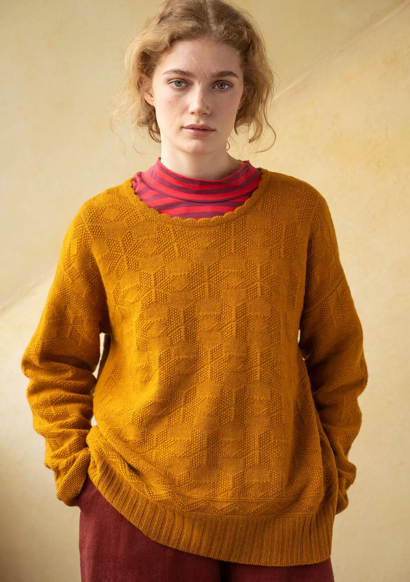 Pullover & Shirts^Gudrun Sjödén Pullover „Vega“ aus Lammwolle Senf-melange