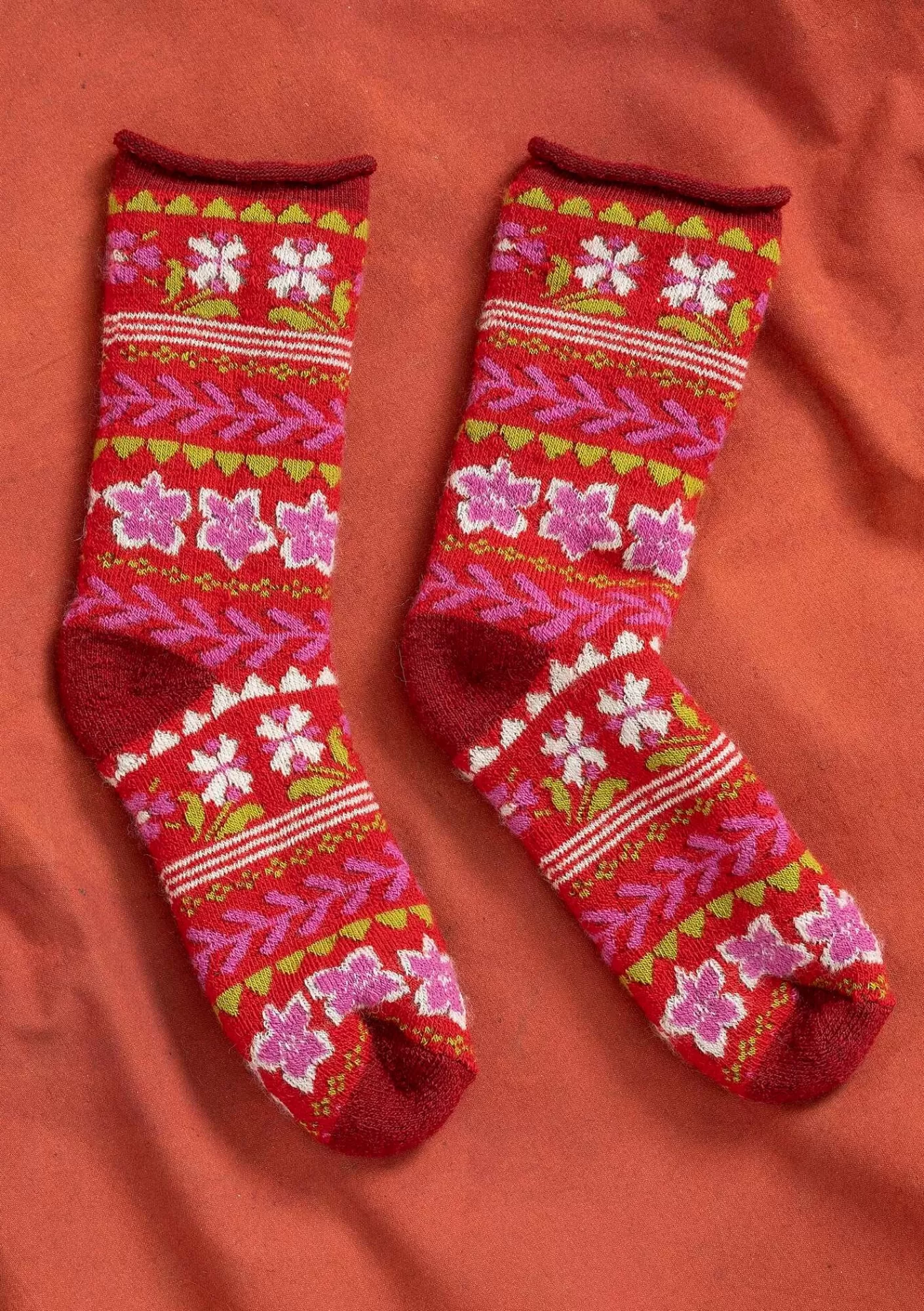 Accessoires^Gudrun Sjödén Socken „Twinkle“ aus Wollfrottee Tomate