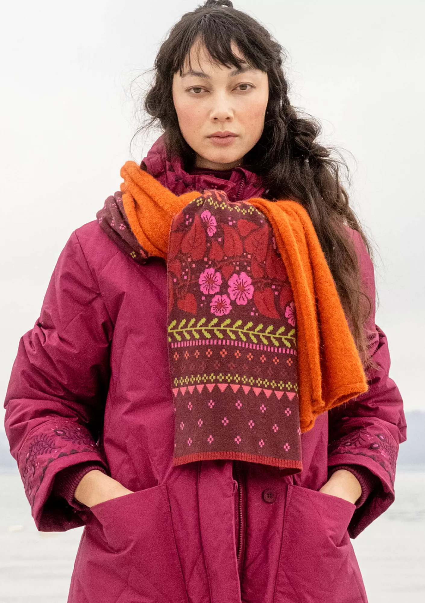 Accessoires | Schals Und Tücher^Gudrun Sjödén Strickschal „Borealis“ aus Bio- und Recycling-Baumwolle/Wolle Aubergine