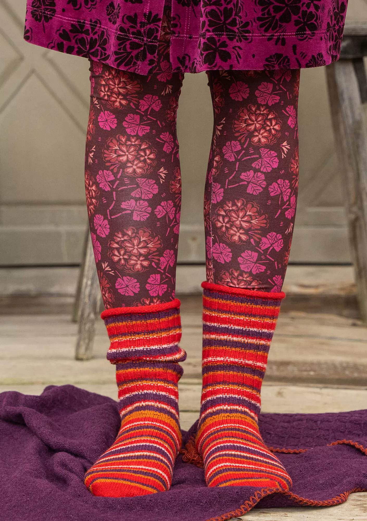 Accessoires^Gudrun Sjödén Stricksocken aus Lammwolle/Recycling-Wolle Tomate