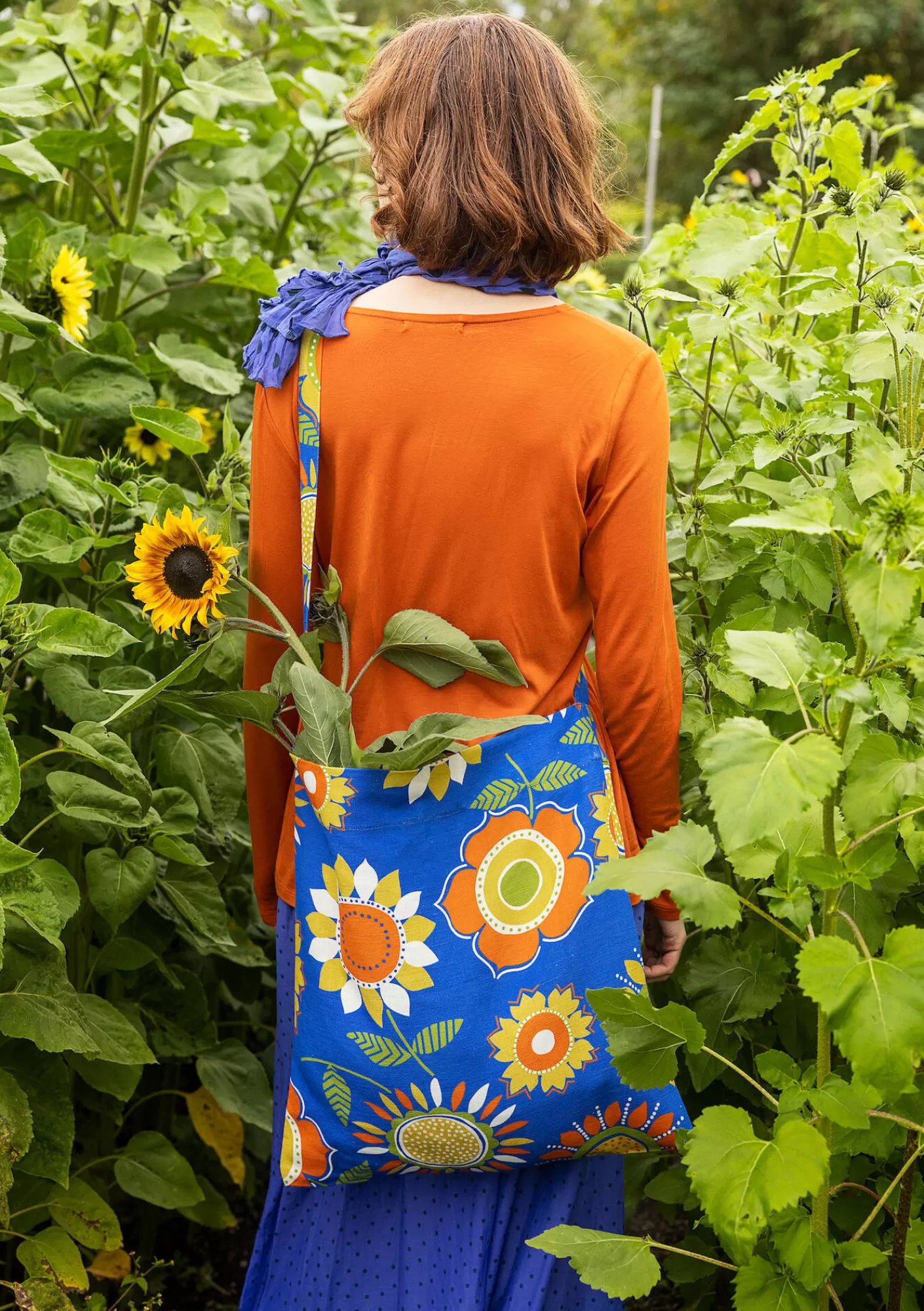 Taschen^Gudrun Sjödén Tasche „Sunflower“ aus Öko-Baumwolle/Leinen Kornblumenblau