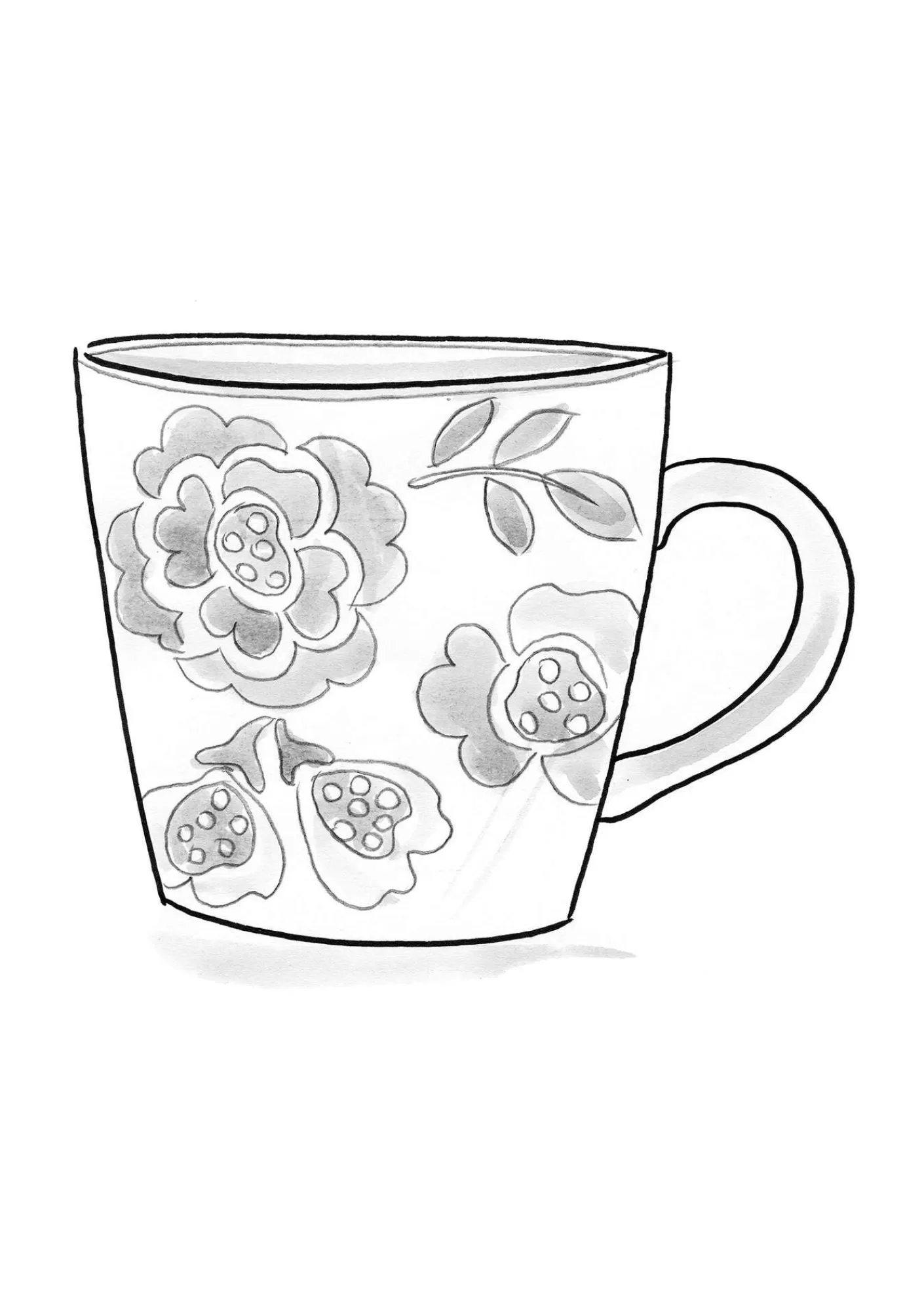 Geschirr | Küche & Esszimmer^Gudrun Sjödén Teetasse „Wild rose“ aus Keramik Dunkelaschgrau