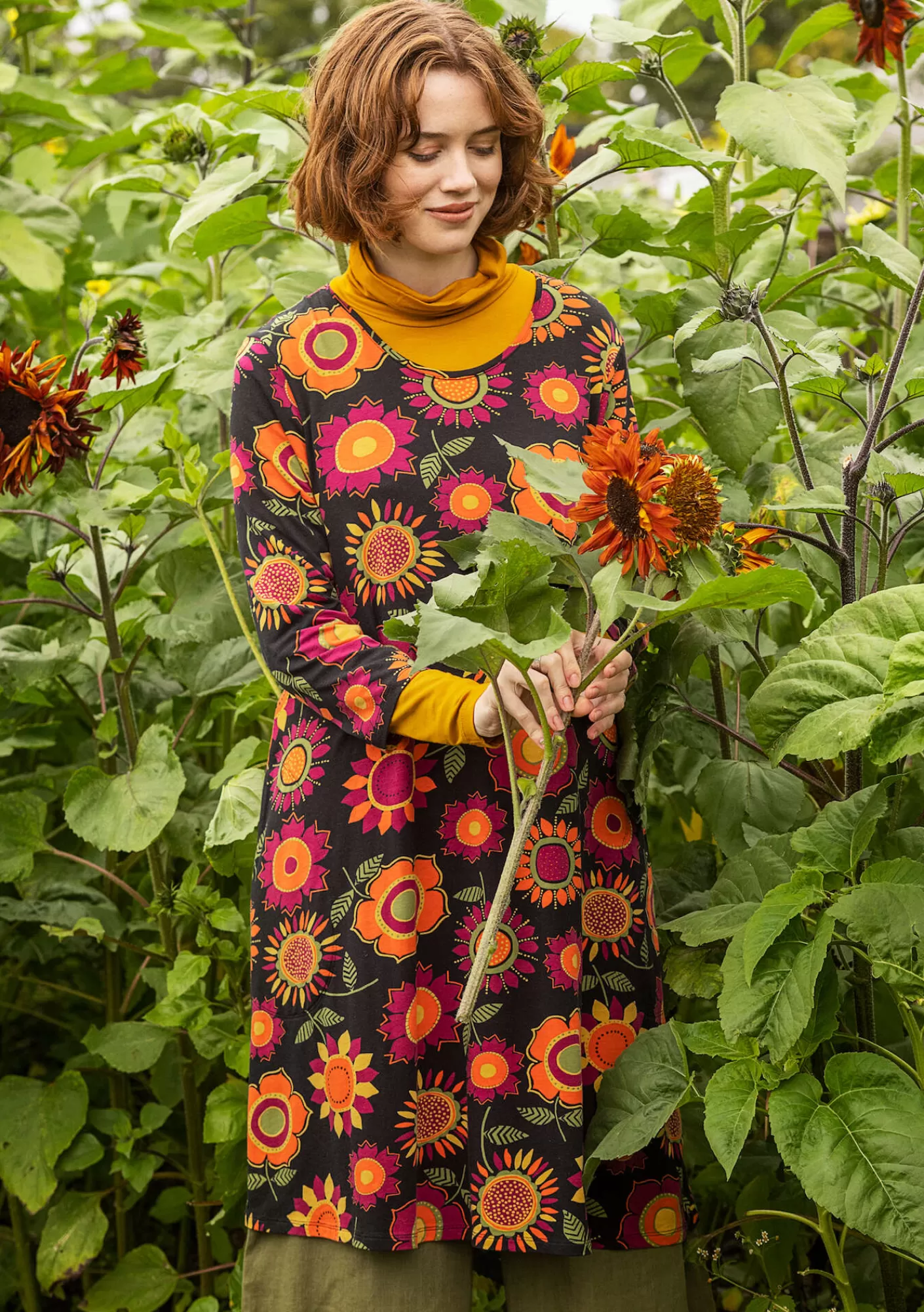 Kleider^Gudrun Sjödén Trikotkleid „Sunflower“ aus Lyocell/Elasthan Schwarz