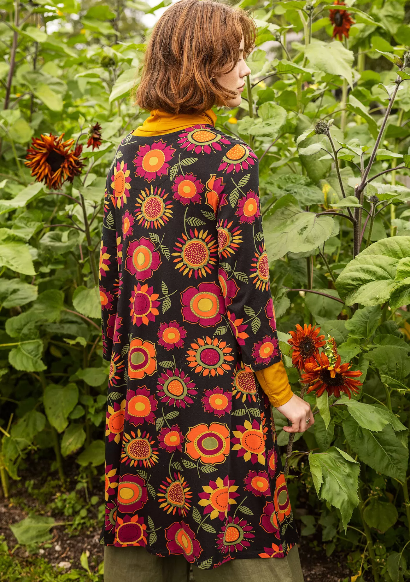 Kleider^Gudrun Sjödén Trikotkleid „Sunflower“ aus Lyocell/Elasthan Schwarz