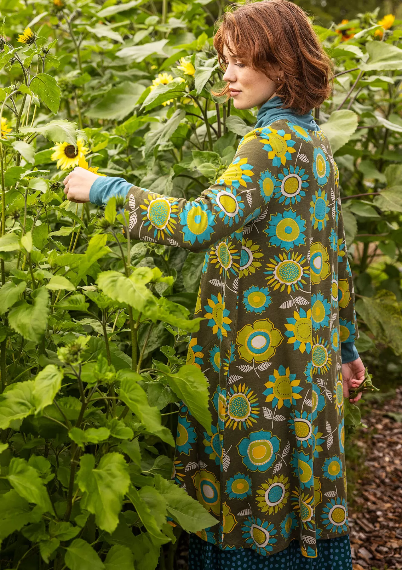 Kleider^Gudrun Sjödén Trikotkleid „Sunflower“ aus Lyocell/Elasthan Moosgrün