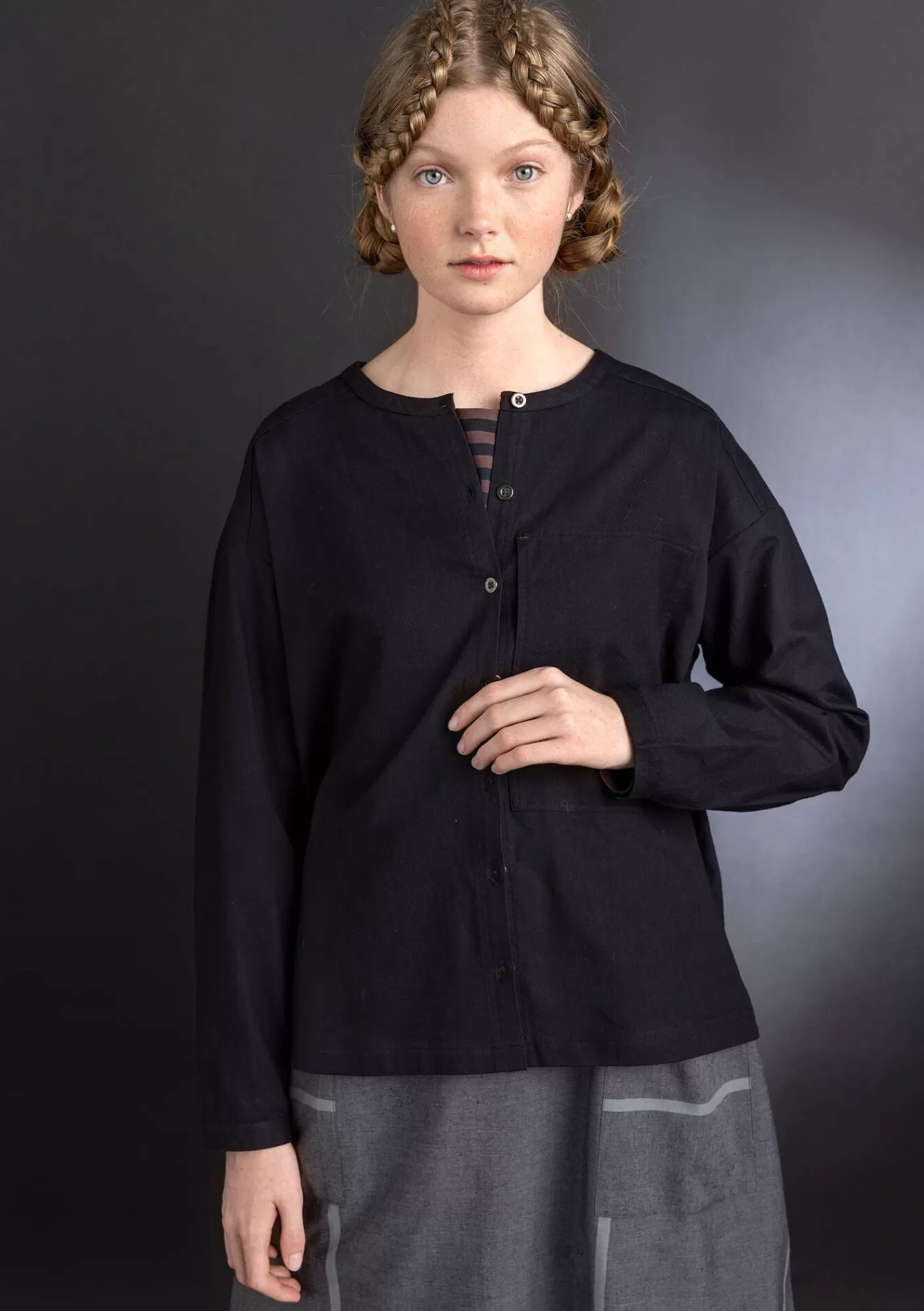 Pullover & Shirts^Gudrun Sjödén Twillbluse aus Bio-Baumwolle Schwarz